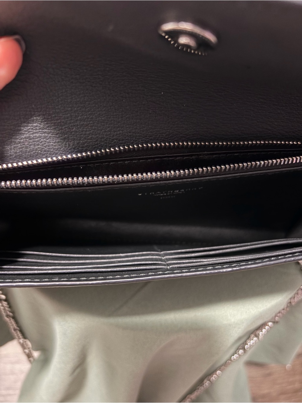 Strathberry Black Leather Bar-Detail Chain Wallet Crossbody - Picture 4 of 8